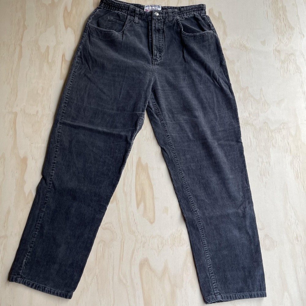 Vintage 90s Cool Blues Pants Womens 14 Gray Corduroy Chino Straight Leg‎